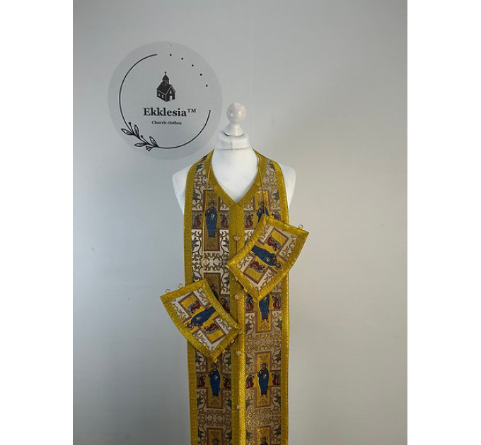 Communion set in unique brocade - Stole and cuffs - Priest's set