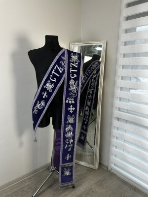 Embroidered Slavic deacon double orar - Protodeacon's orarion - Orthodox double