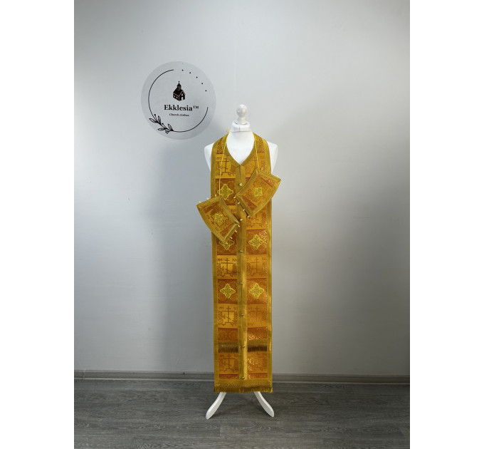 Stole and cuffs in brocade - Priest's communion set - Orthodox church set