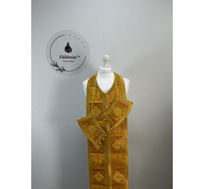 Stole and cuffs in brocade - Priest's communion set - Orthodox church set
