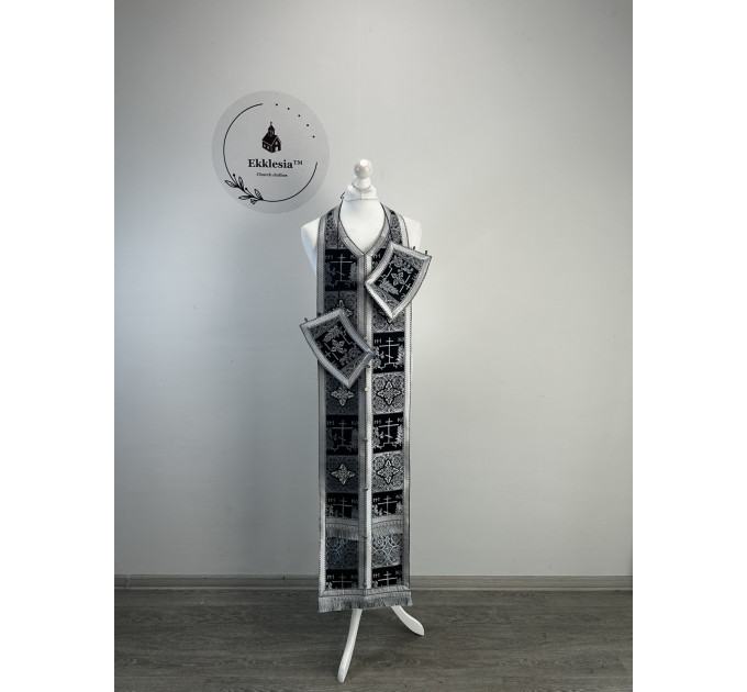 Stole and cuffs in brocade - Priest's communion set - Orthodox church set