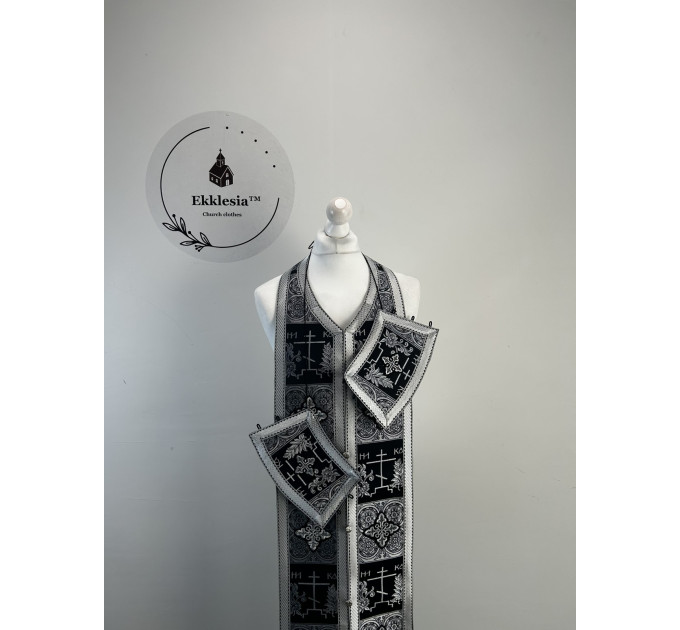 Stole and cuffs in brocade - Priest's communion set - Orthodox church set