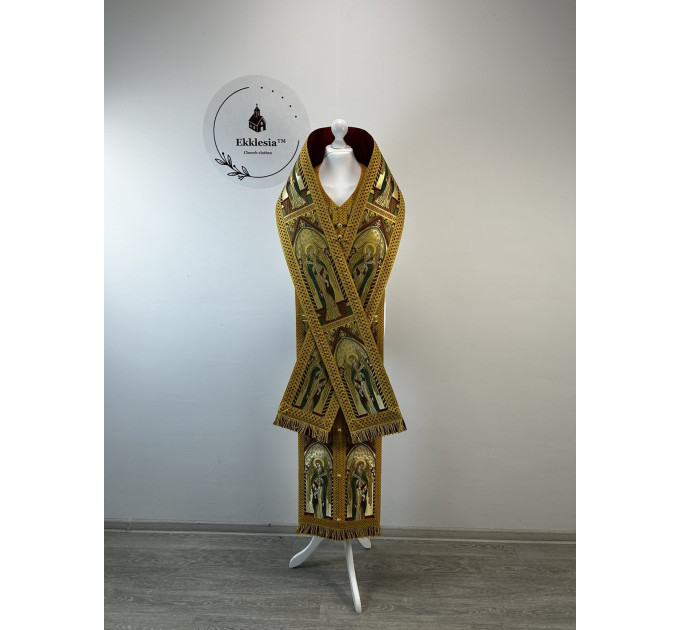 Bishop's Communion set in brocade - Bishop's Stole and cuffs in Greek brocade