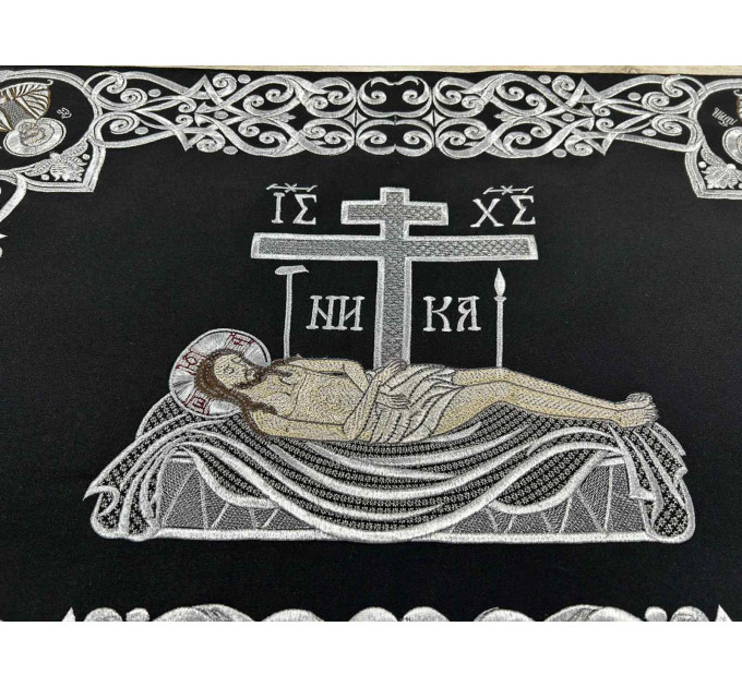 Embroidered chalice covers with aer for Lent - Black covers for Holy Week