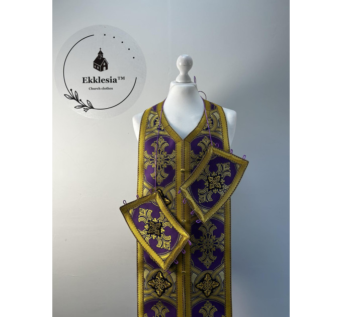 In stock! Communion set in unique brocade - Stole and cuffs for Lent