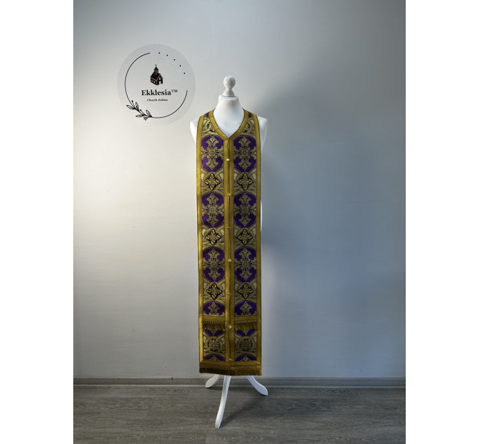 In stock! Communion set in unique brocade - Stole and cuffs for Lent