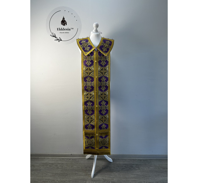 In stock! Communion set in unique brocade - Stole and cuffs for Lent