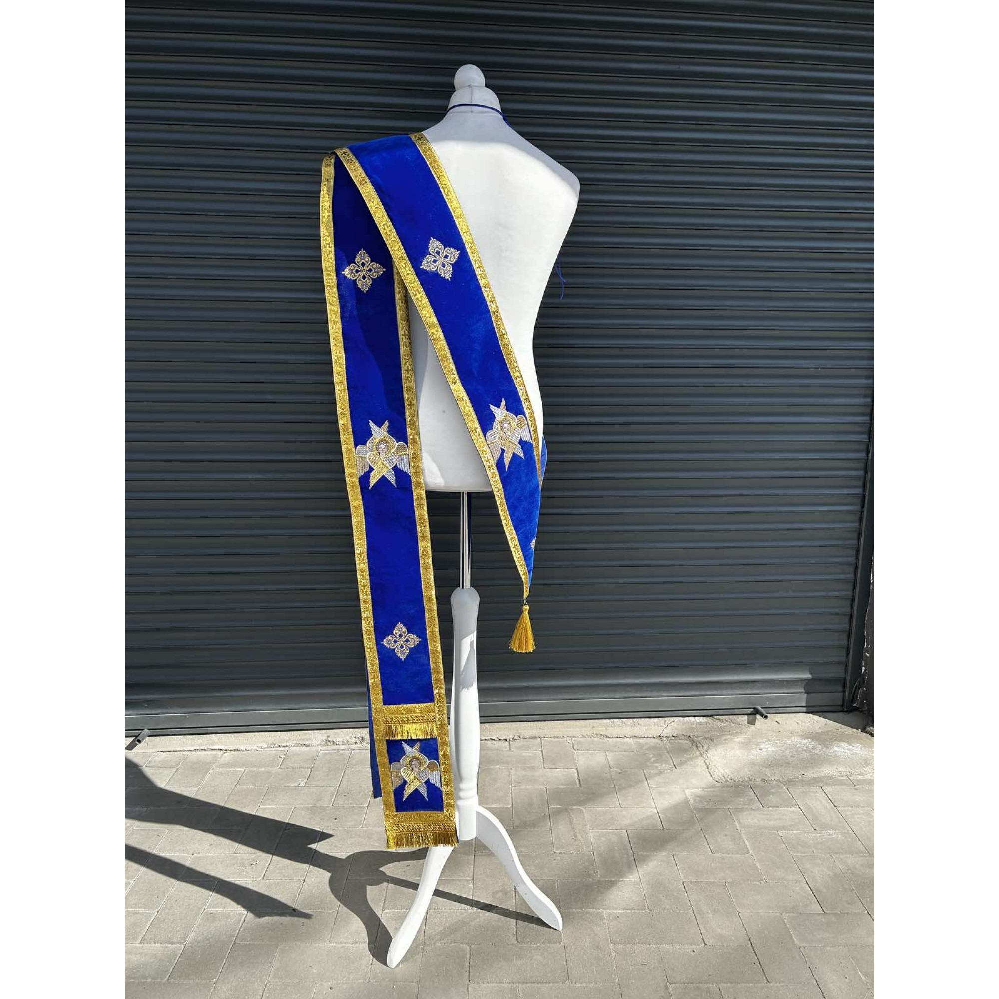 Vari Orar Embroidered orar on velvet - Double orar for deacon - Greek style orar