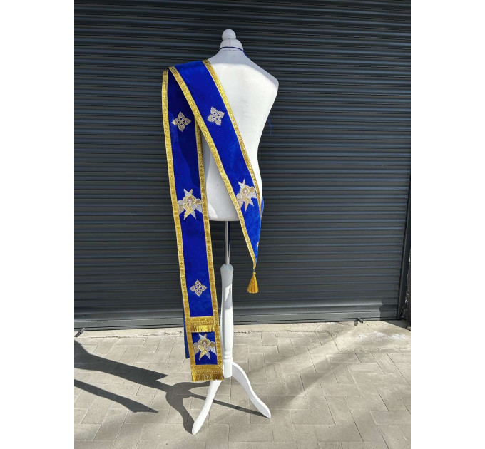 Embroidered orar on velvet - Double orar for deacon - Greek style orar