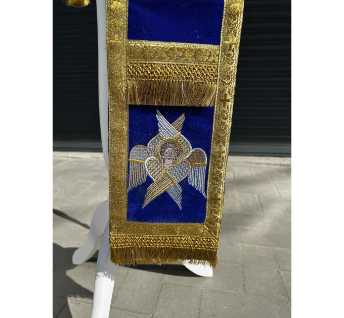 Embroidered orar on velvet - Double orar for deacon - Greek style orar