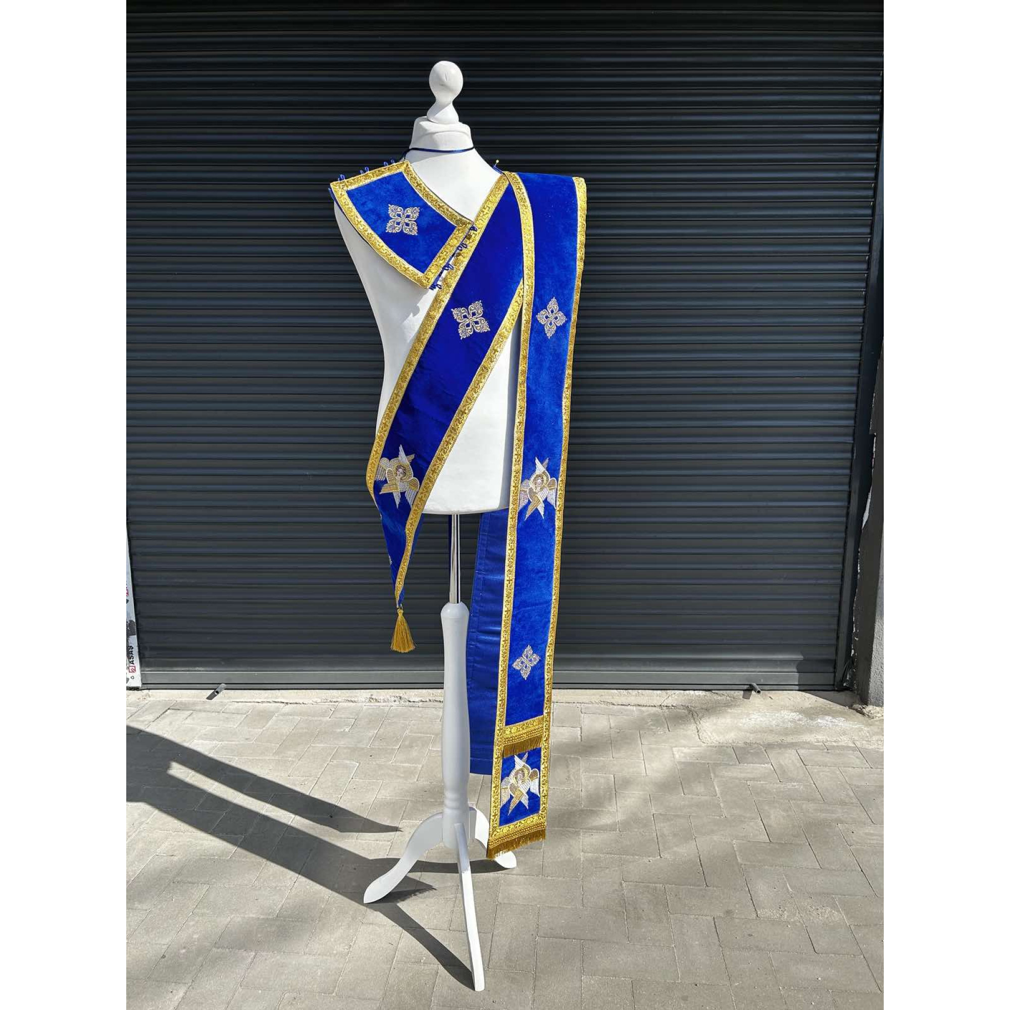 Vari Orar Embroidered orar on velvet - Double orar for deacon - Greek style orar