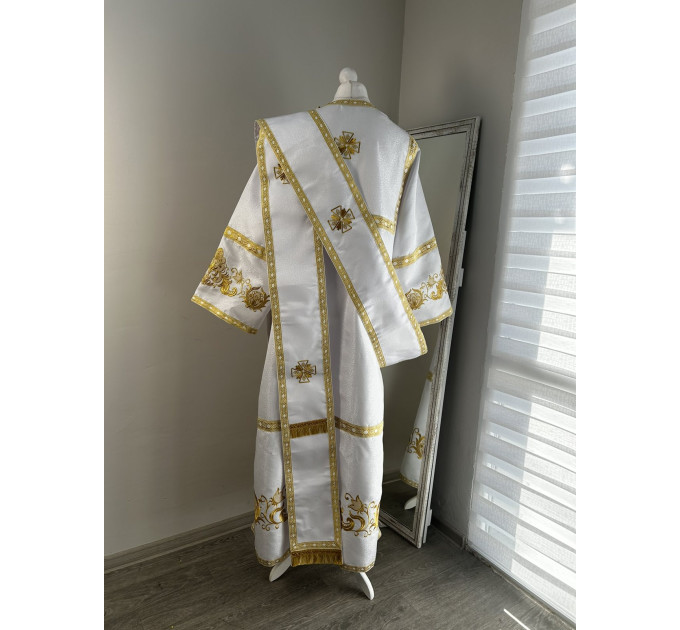 Embroidered protodeacon's sticharion in gabardine - Deacon's alb - Orthodox set