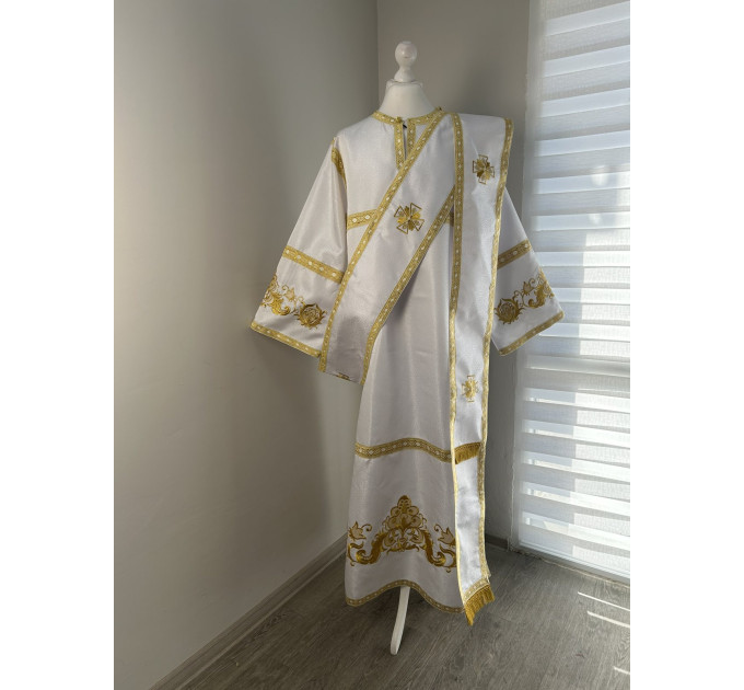 Embroidered protodeacon's sticharion in gabardine - Deacon's alb - Orthodox set