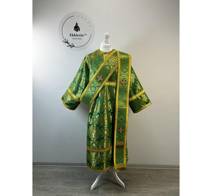 Green deacon's alb - Orthodox vestment for deacon - Deacon's set - Stikharion