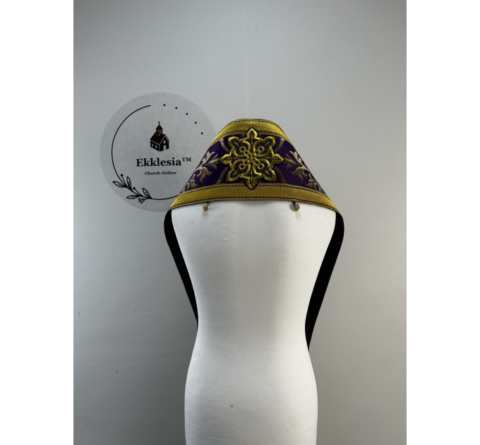 Bishop's Communion set in metallic brocade - Bishop Stole and cuffs in brocade - Bishop set - Small omophorion - Epitrakhilion and cuffs