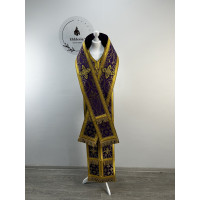 Bishop's Communion set in metallic brocade - Bishop Stole and cuffs in brocade - Bishop set - Small omophorion - Epitrakhilion and cuffs