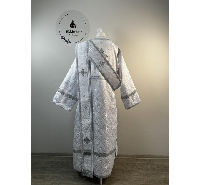 Church vestment set - Orthodox sticharion, orar, and cuffs on brocade - Deacon