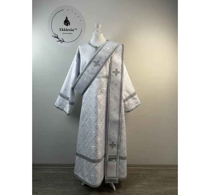 Church vestment set - Orthodox sticharion, orar, and cuffs on brocade - Deacon