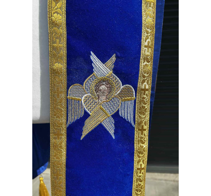 Embroidered orar on velvet - Double orar for deacon - Greek style orar