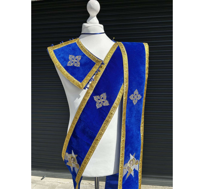 Embroidered orar on velvet - Double orar for deacon - Greek style orar