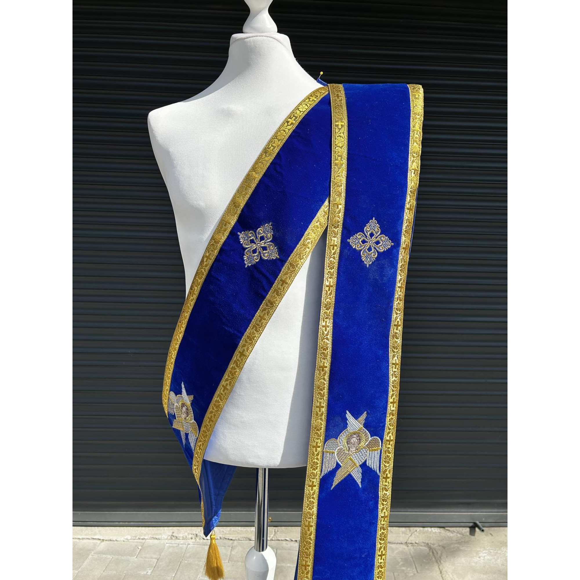 Vari Orar Embroidered orar on velvet - Double orar for deacon - Greek style orar