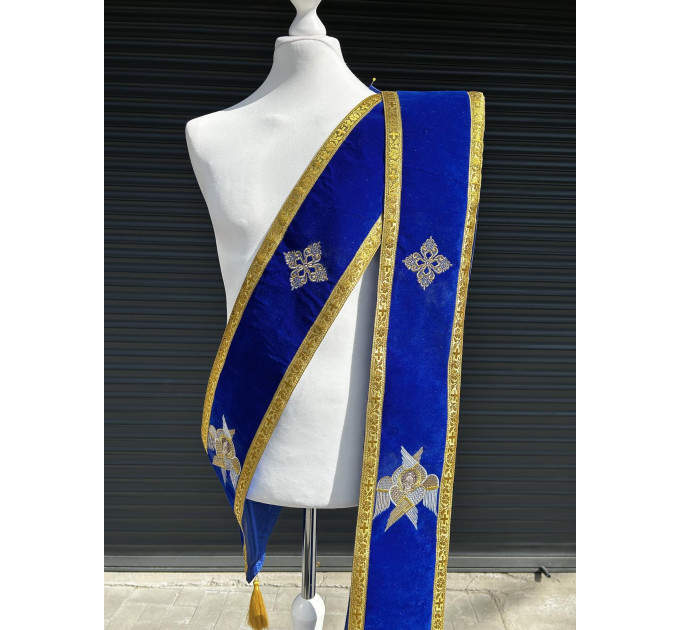Embroidered orar on velvet - Double orar for deacon - Greek style orar