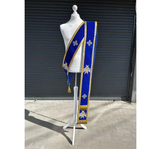 Embroidered orar on velvet - Double orar for deacon - Greek style orar