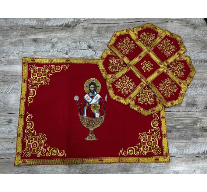 Embroidered chalice covers with aer - Communion cup