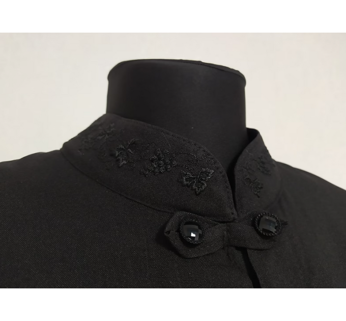 Greek riassa with machine embroidery - Black exorason - Outer cassock with grape