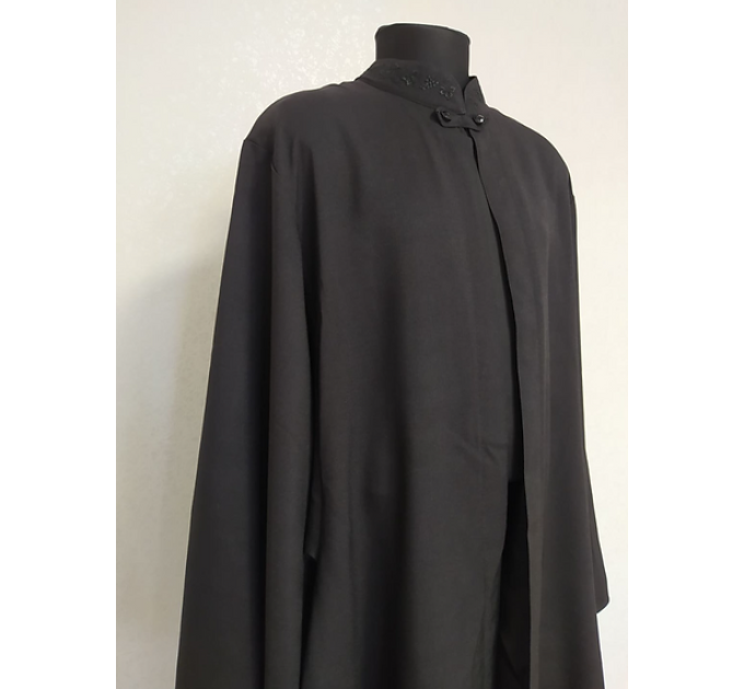 Greek riassa with machine embroidery - Black exorason - Outer cassock with grape