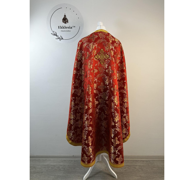 Greek vestment in maroon brocade - Church garments - Priest vestment -Floral