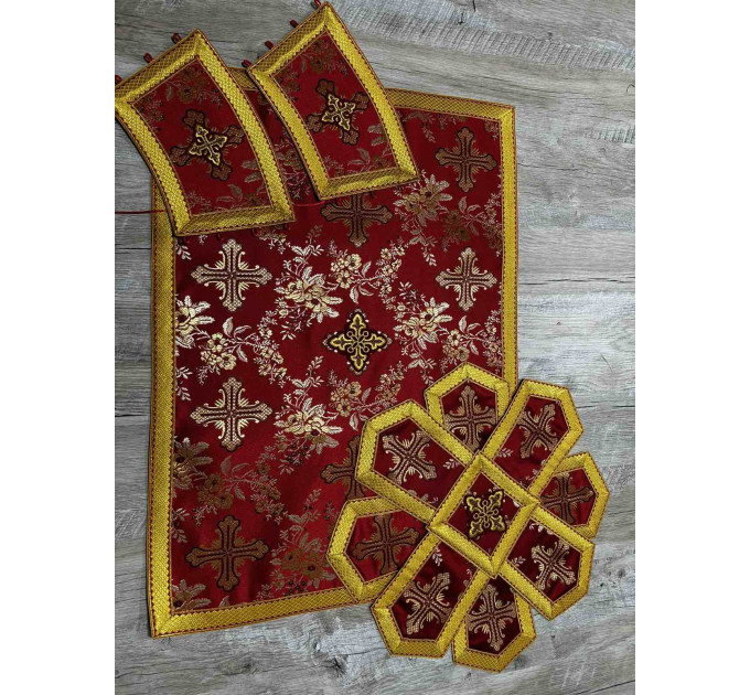 Greek vestment in maroon brocade - Church garments - Priest vestment -Floral