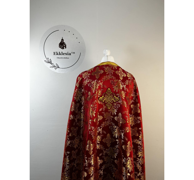 Greek vestment in maroon brocade - Church garments - Priest vestment -Floral