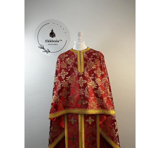Greek vestment in maroon brocade - Church garments - Priest vestment -Floral