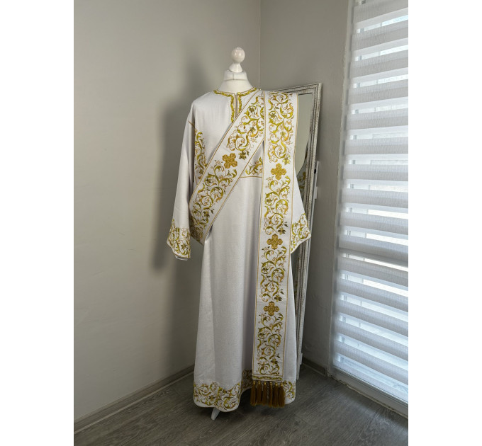 Green embroidered Deacon's vestments set - Deacon's alb - Orthodox Vestment