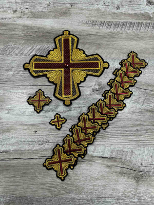 Orthodox Set of 14 embroidered crosses for vestment decoration Orthodox Set of 14 embroidered crosses for vestment decoration