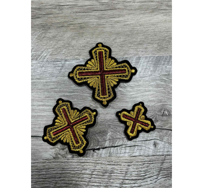 Orthodox Set of 14 embroidered crosses for vestment decoration