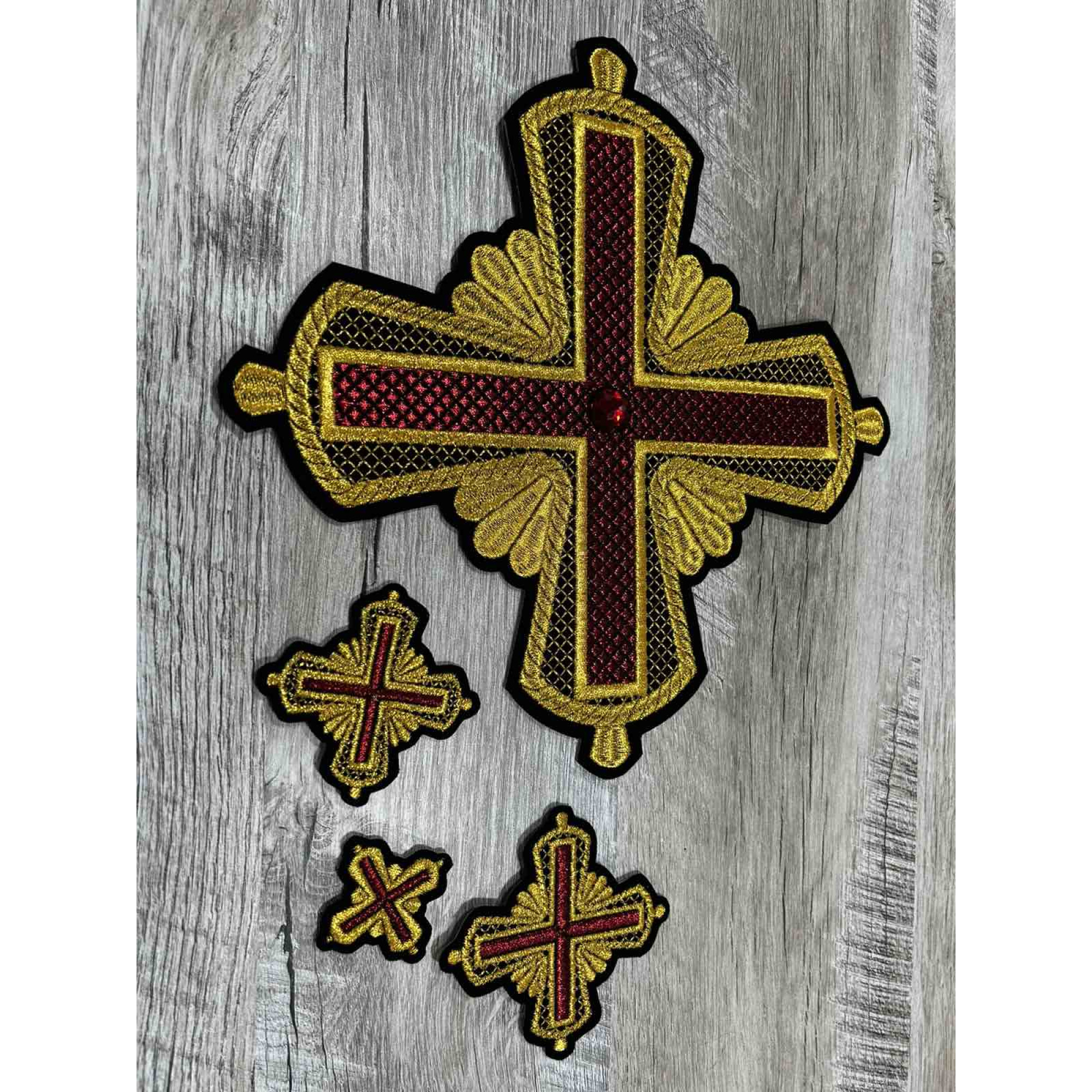 Orthodox Set of 14 embroidered crosses for vestment decoration