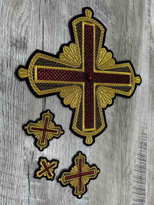 Orthodox Set of 14 embroidered crosses for vestment decoration