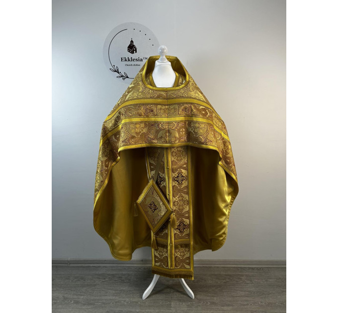 Orthodox priest vestments made of brocade - Liturgical vestment set - Slavic set
