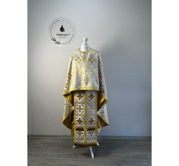 Violet Greek style vestment in Greek brocade - Priest vestment Liturgical cloth