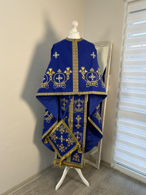 Black embroidered Priest robe - Orthodox greek style vestment - Church attire