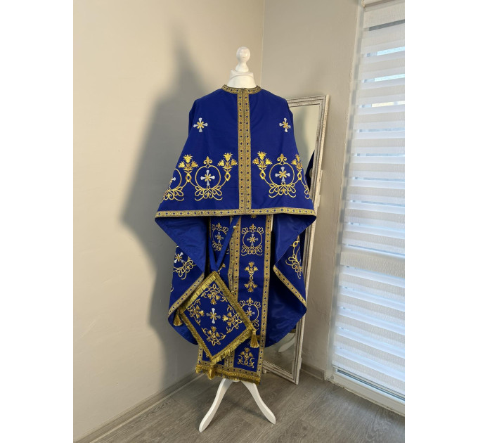 Black embroidered Priest robe - Orthodox greek style vestment - Church attire