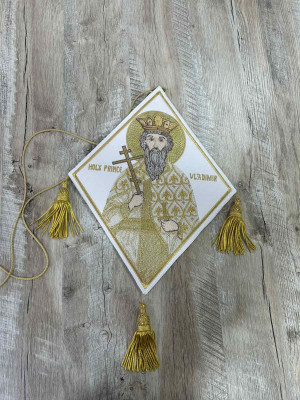 Embroidered Palitsa with the Holy Prince Vladimir - Epigonation with metal tassels - Saint Vladimir the Great