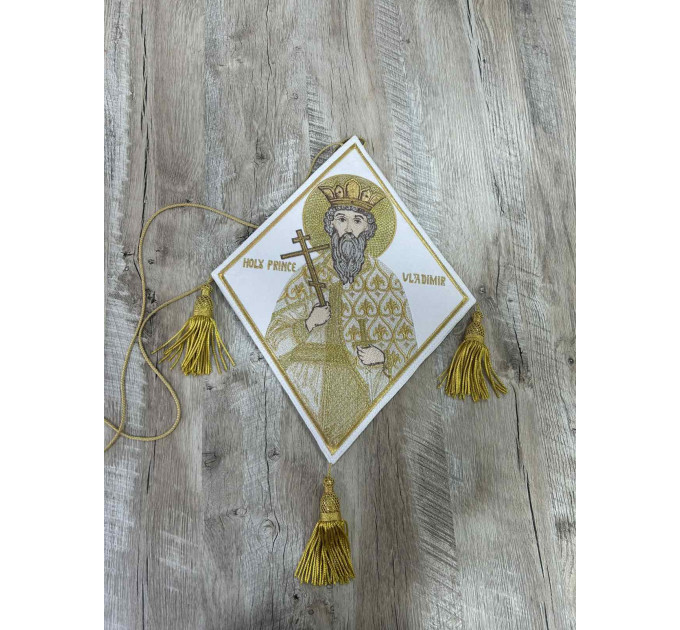 Embroidered Palitsa with the Holy Prince Vladimir - Epigonation with metal tassels - Saint Vladimir the Great