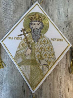 Embroidered Palitsa with the Holy Prince Vladimir - Epigonation with metal tassels - Saint Vladimir the Great