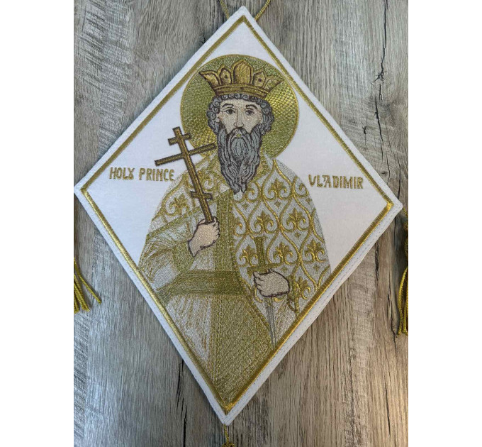 Embroidered Palitsa with the Holy Prince Vladimir - Epigonation with metal tassels - Saint Vladimir the Great