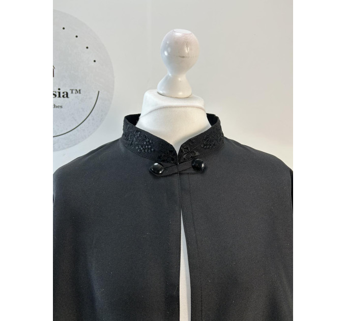 Greek riassa with machine embroidery - Black exorason - Outer cassock with grape