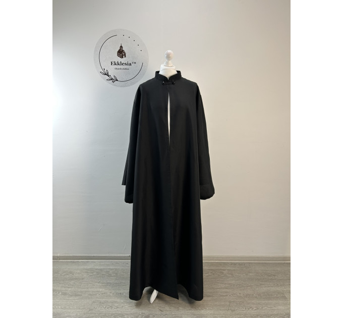 Greek riassa with machine embroidery - Black exorason - Outer cassock with grape