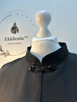 Greek riassa with machine embroidery - Black exorason - Outer cassock with grape
